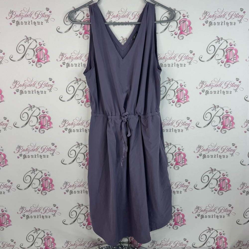 Eddie Bauer dress tank style pockets on side tie up waist Lavender Midi Dress